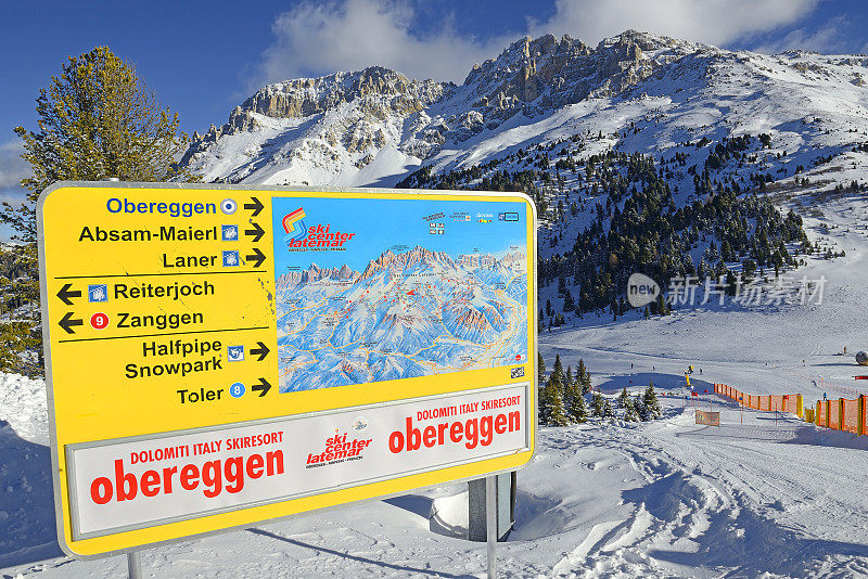 滑雪中心Latemar - Obereggen, Pampeago, Predazzo。Dolomiti Superski, Val di Fiemme，意大利